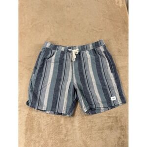Katin Shorts Men's Size M Striped Blue Grey Cotton Linen Blend EUC